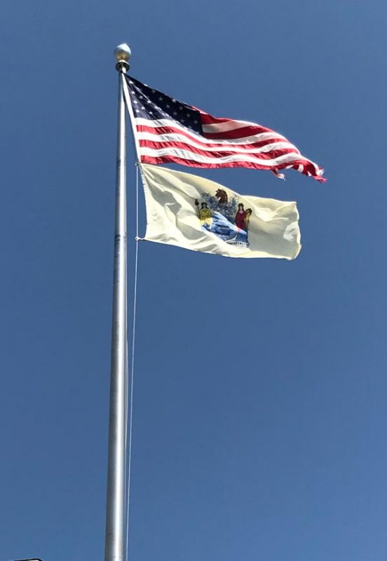 American and New Jersey flags